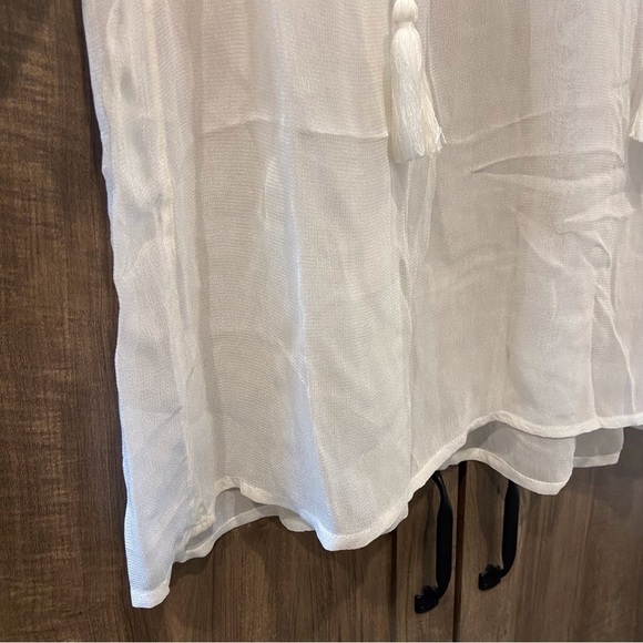 NWT Chico’s Size 1 (8/10) Embellished Peasant Blouse Top Beaded Ivory Sheer - Picture 8 of 11